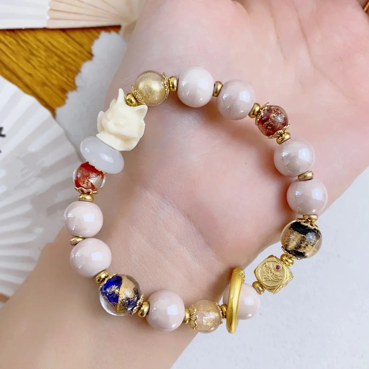 Nine-Tailed Fox Pink Porcelain Bracelet
