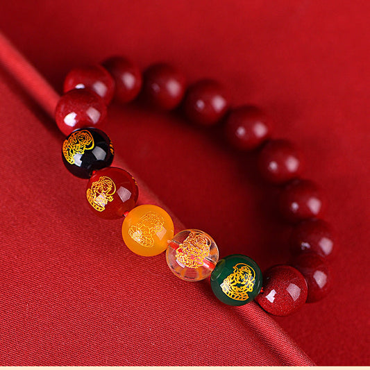 Five Gods of Wealth Cinnabar Bracelet